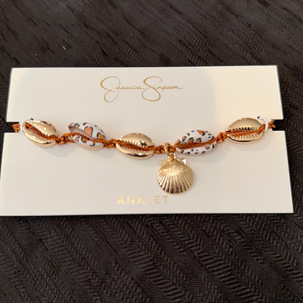 Jessica Simpson brown and gold anklet